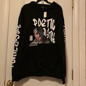 Aeropostale Poetic Justice Black Hoodie Casual Streetwear Comfy Tupac Sweater